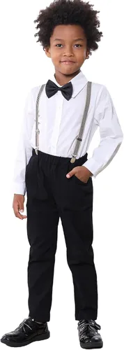 Vista 2 de Madonmay Conjunto formal de camisa con botones y tirantes para bebé 12-7 años