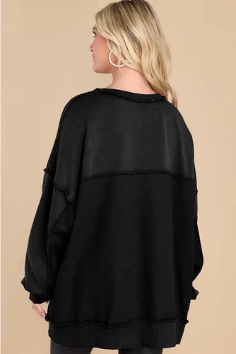 Vista 73 de AlvaQ - Sudadera de gran tamaño para mujer, informal, de manga larga, con botones y cuello Henley, tipo túnica