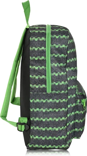 Vista 3 de Minecraft Juego de mochila de 3 piezas - mochila, calcomanía, pin - Niños y niñas adultos Minecraft Creeper Mochila escolar, Negro Verde, Mochilas