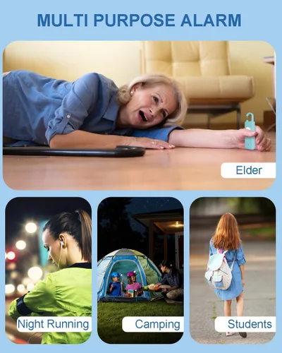 Vista 3 de Alarma de seguridad personal recargable para mujeres, sonido de sirena fuerte, luz LED estroboscópica SOS, carga USB, llavero de alarma personal Agua