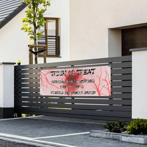 Vista 3 de Cartel personalizado de Feliz Halloween para fiesta, añade tu texto en la pancarta, decoraciones de Halloween personalizadas para interiores