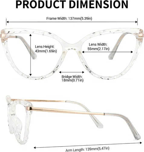 Vista 4 de Zeelool Lucas ZOT652438 - Marco de gafas de ojo de gato de gran tamaño con lentes transparentes sin receta
