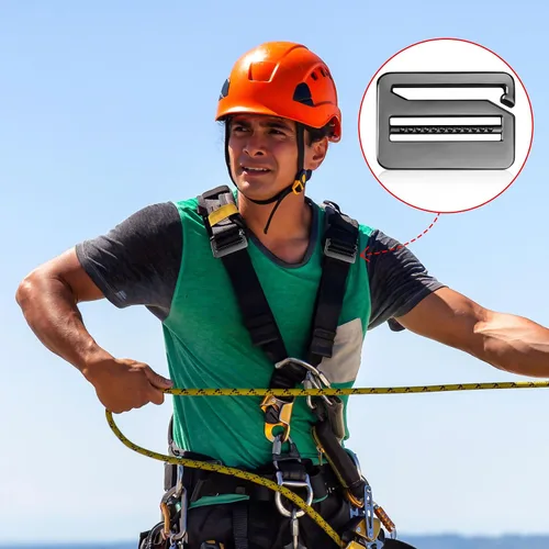 Vista 2 de HINZIC 3 hebillas onduladas con gancho en G de 1.48 pulgadas de metal fuerte bloqueo de escalera Tri-Glide Tensión hebilla deslizante correas