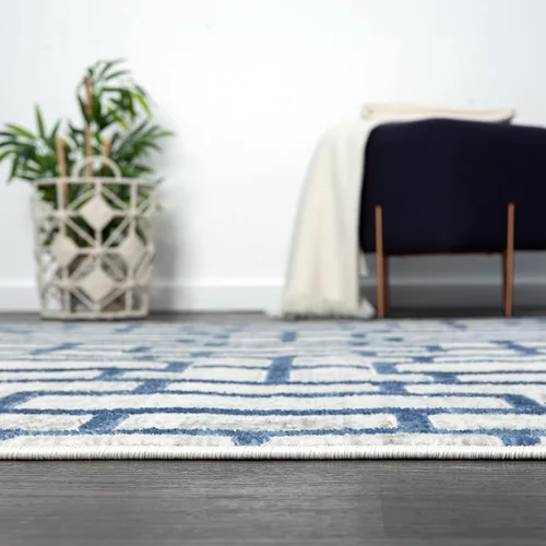 Vista 9 de Abani Atlas - Alfombra rectangular de 4 x 6 pies, color azul/gris, duradera, no desprende pelusa, fácil de limpiar