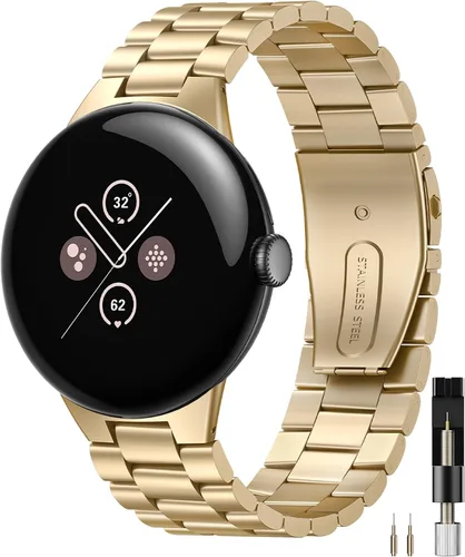 Vista 8 de Miimall - Correas de pulsera de negocios para Google Pixel Watch 4/3 de 41 mm, correa de acero inoxidable sólido ajustable anticorrosión para Pixel