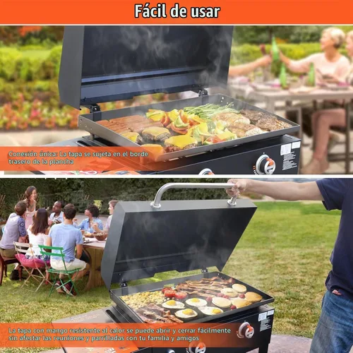 Vista 2 de Cubierta para parrilla Blackstone de 28 pulgadas con capucha con bisagras, cubierta de parrilla dura para exteriores, compatible con los modelos