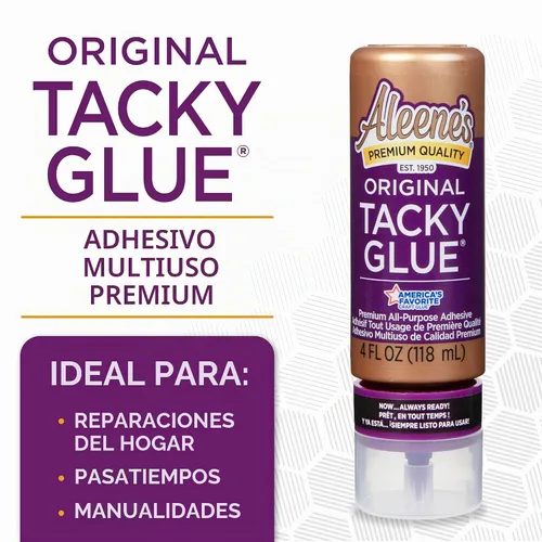 Vista 2 de Aleene's Pegamento pegajoso original para manualidades en botella siempre lista, no tóxico, se seca transparente, 4 onzas líquidas
