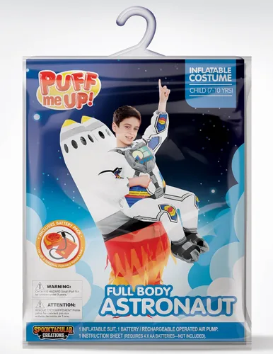 Vista 6 de Spooktacular Creations - Disfraz inflable de astronauta para niños y Blanco