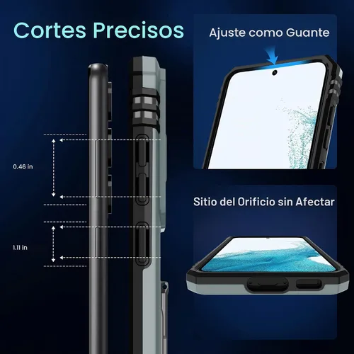 Vista 7 de DEERLAMN Funda para Samsung Galaxy S23+ Plus con cubierta deslizante para cámara+protector de pantalla (1 paquete), soporte giratorio con anillo