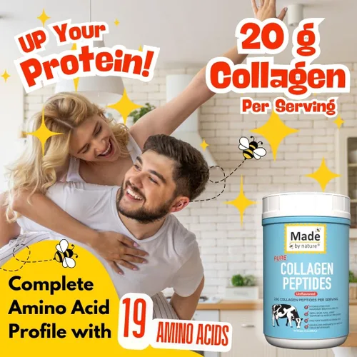 Vista 6 de Made by Nature - Péptidos de colágeno tipo 2 sin sabor: apoya la salud de la piel, el cabello, las articulaciones y el intestino, hidrolizados