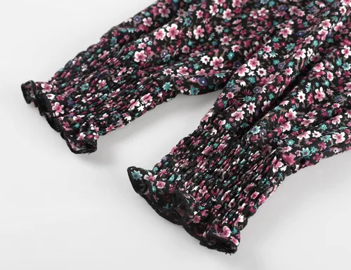 Vista 6 de Romanstii Camisetas casuales con cuello en V para mujer, blusas sueltas de manga larga abombada