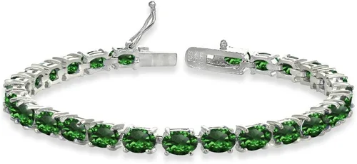 Vista 10 de B. BRILLIANT Pulsera para mujer, pulsera de piedra natal, 0.236 x 0.157 pulgadas, de corte ovalado, auténtica o sintética, pulseras de plata de ley