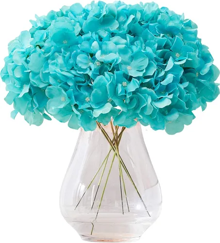 Vista 44 de Flores de hortensias artificiales rosa polvoriento, 10 cabezas de flores de seda de hortensia falsas para centros de mesa de boda, ramos de 10