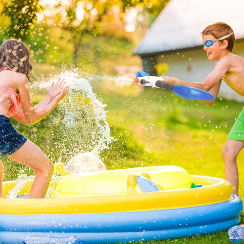 Vista 3 de SainSmart Jr. Pistola de agua para niños, juguete de arco con gafas de natación, juegos de lanzador súper remojador, actividad de verano al aire