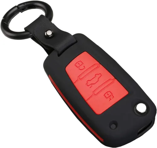 Vista 11 de SANRILY para Audi A3 Funda para Llavero 2017 2018, Fibra de carbono patrón rojo (Carbon Fiber Pattern-Red)