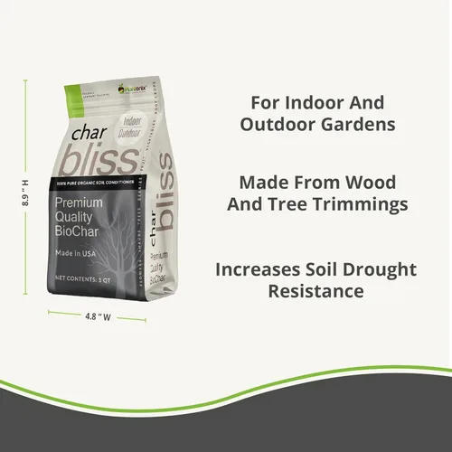 Vista 4 de Char Bliss (1 cuarto de galón) - Biochar orgánico para plantas - Enmienda orgánica del suelo de biochar con certificación OMRI - Carbón hortícola