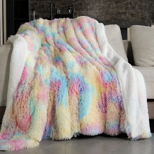 Vista 19 de Pawque Manta de piel sintética de 50 x 60 pulgadas, manta suave y esponjosa, cálida y gruesa, de pelo largo, reversible, ligera, acogedora para Negro