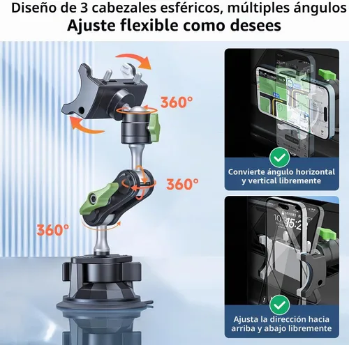 Vista 4 de HEMMOTOP Soporte para teléfono de automóvil, soporte de ventosa