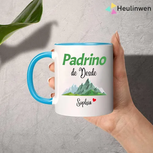 Vista 4 de Juego personalizado de Bautizo Recuerdos Juego De 2 Tazas 2024, Padrinos De Bautizo Propuesta Set 2 Tazas Café 11Oz, Para Niño, Niña, Propuesta
