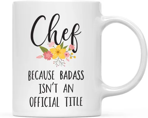 Vista 48 de Andaz Press Taza de café de 11 onzas, regalo de broma, tía porque Badass no es un título oficial, gráfico floral, 1 paquete