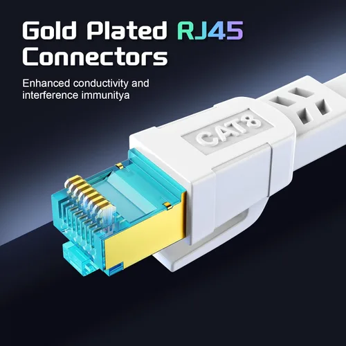 Vista 4 de AOPOCKAN TECH Cable Ethernet Cat 8 de 6 pies, cable de conexión de red de Internet de alta velocidad de 40 Gbps 2000 MHz, cable LAN plano blindado