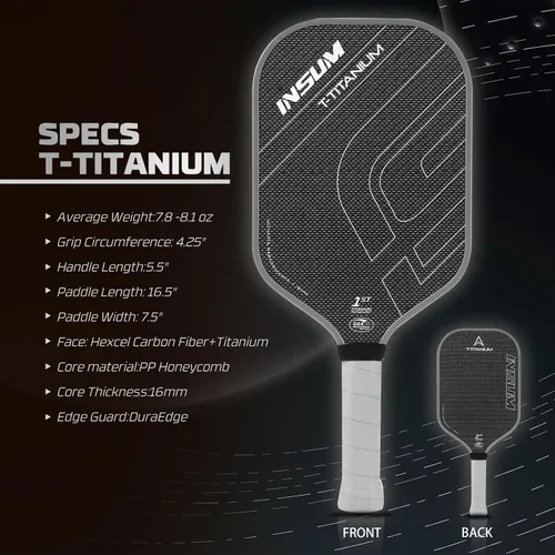 Vista 5 de INSUM Pickleball Paddles, Carbon Fiber Pickleball Paddle with Power Polymer Core, USAPA Approved, Pro Pickleball Rackets for Ultimate Spin &