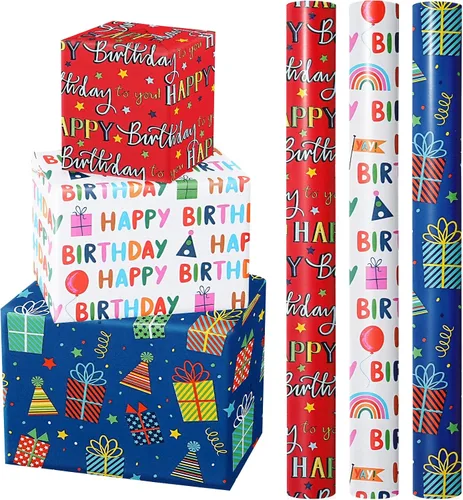 Vista 12 de WRAPAHOLIC Papel de regalo de oso para baby shower, mini rollo, 3 rollos, 17 x 120 pulgadas, diseño de oso de aventura en avión y fiesta para baby