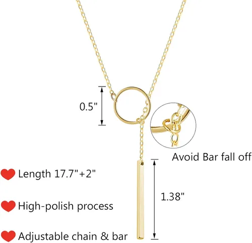 Vista 4 de choice of all Collar largo con colgante en Y de Lariat para mujer, collar con colgante de barra, joyería, regalos de Navidad para mujeres