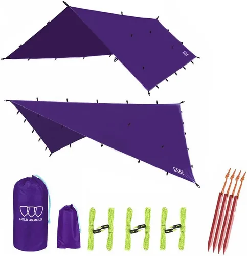 Vista 9 de Gold Armour - Toldo para lluvia para hamaca de lona, calidad premium, 14.7 pies, 12 pies, 10 pies, 8 pies, cubierta de toldo para lluvia, toldo