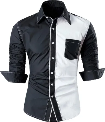 Vista 137 de jeansian - Camisas de manga larga de ajuste entallado para hombre (8397), con botones, informales y de vestir.