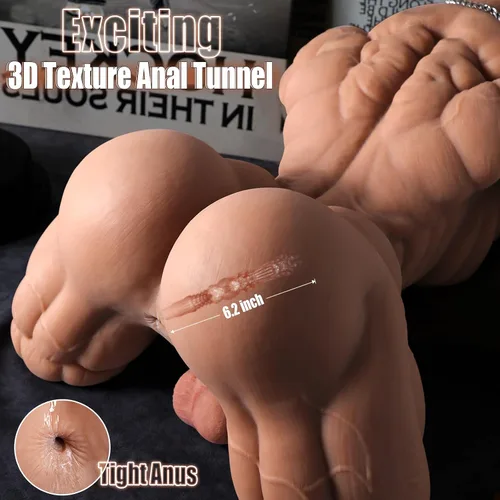 Vista 4 de Muñeca sexual realista de torso masculino de 40 libras para mujer, muñecas sexuales musculosas de tamaño real con esqueleto de metal y consolador
