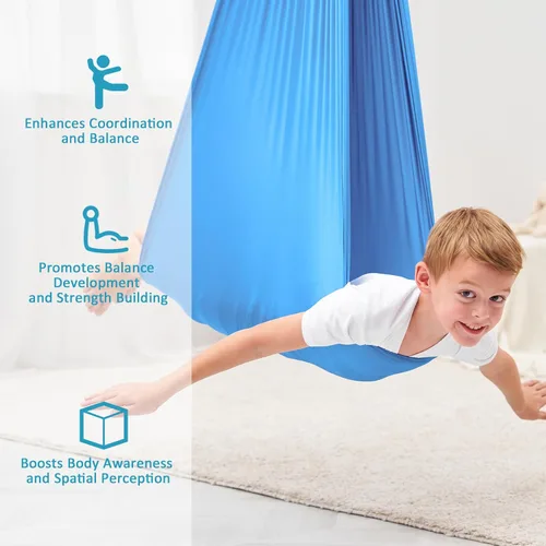 Vista 2 de Columpio sensorial, columpio de terapia para niños con necesidades especiales (herramientas incluidas), columpio sensorial para TDAH, autismo