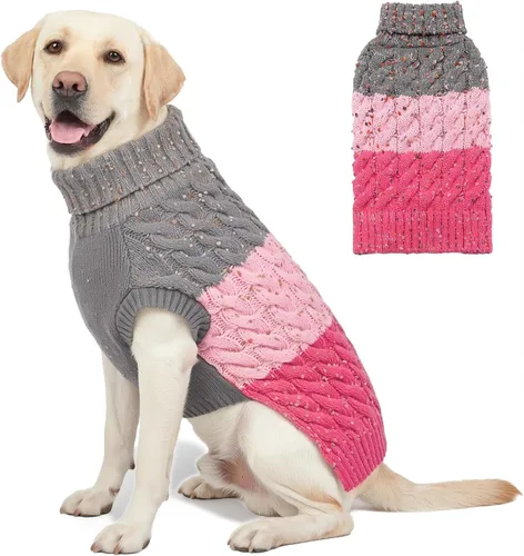 Vista 17 de KYEESE Suéteres para perros pequeños, suéter para mascotas con bloques de color macho, suéter para mascotas con hilo mullido, suéter de punto