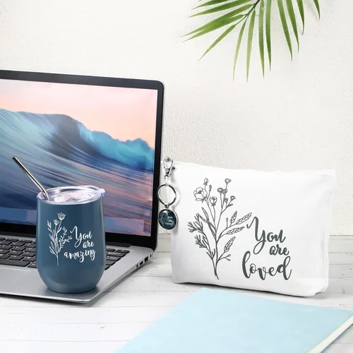 Vista 6 de Tessco for you 3 piezas de regalos de agradecimiento a los empleados para mujeres, regalo de fin de año, regalos de graduación, vaso inspirador