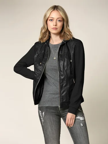 Vista 3 de Lock and Love - Chaqueta de motociclista de piel sintética con capucha desmontable, para mujer