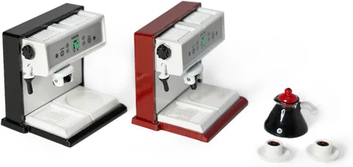 Vista 8 de Cafetera en miniatura con olla y 2 tazas, accesorios para casa de muñecas 1:12, máquina de café, decoración artificial de la casa, decoración