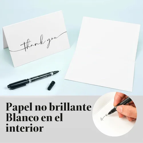 Vista 4 de NESCCI Paquete de 24 tarjetas de agradecimiento con sobres, diseño