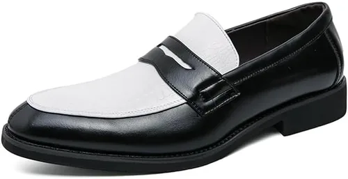 Vista 7 de HuitJours Mocasín Penny de dos tonos para hombre, zapatos de vestir sin cordones, zapatos de barco casuales, mocasines