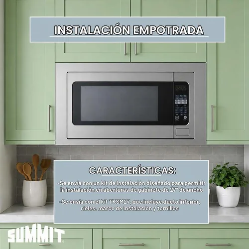 Vista 3 de Summit - Horno microondas integrado de acero inoxidable de 27 pulgadas y 30 pulgadas, 2.2 pies cúbicos, con kit de molduras y panel de control