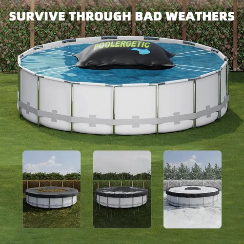 Vista 3 de Almohada de piscina de 4 x 8 pies para piscinas sobre el suelo, almohada grande de invierno para cierre de invierno, funda de piscina resistente
