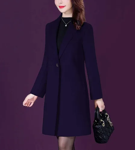 Vista 4 de Aprsfn Elegante gabardina de mezcla de lana ajustada de longitud media para mujer