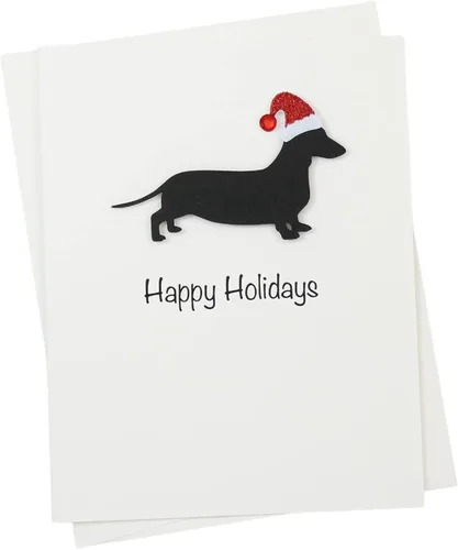 Vista 36 de Black Doodle Bernedoodle - Tarjetas de Navidad (10 unidades), hechas a mano, base blanca, perro con sombrero de Papá Noel Negro
