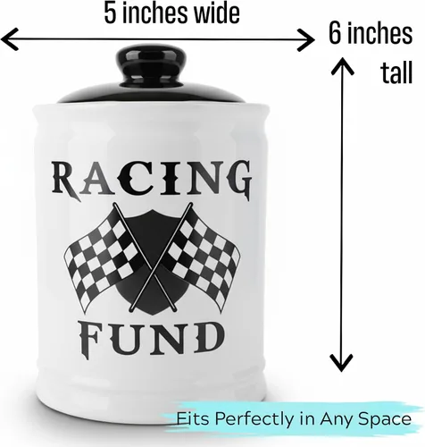 Vista 6 de Regalos para hombres, alcancía de fondo de carreras, tarro de cerámica de caramelo de carreras con tapa, regalos únicos para auto, regalos