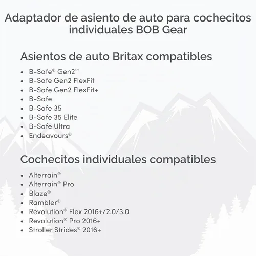 Vista 6 de BOB Gear Adaptador de cochecito de jogging individual para asientos de automóvil infantiles Britax, gris