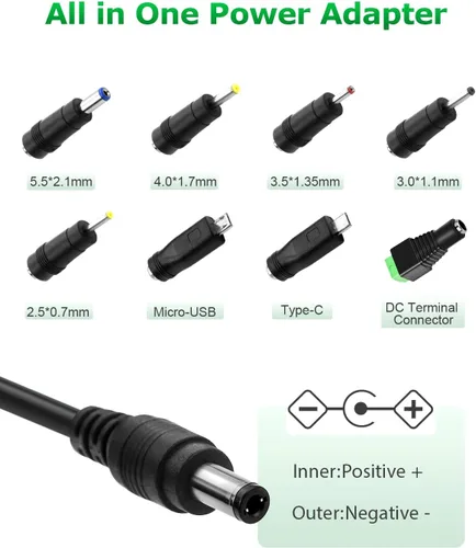 Vista 4 de Adaptador de fuente de alimentación DC de 5V 2A 10W Cargador de enchufe de pared AC/DC AC 100V-240V a D C 5 voltios 2Amp 1A 1.5A Cable