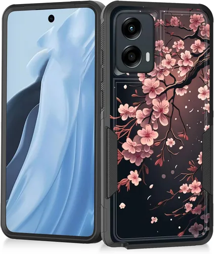 Vista 123 de Funda para Moto G Play 4G 2024, resistente de doble capa híbrida de policarbonato duro, goma suave, a prueba de golpes, funda protectora resistente