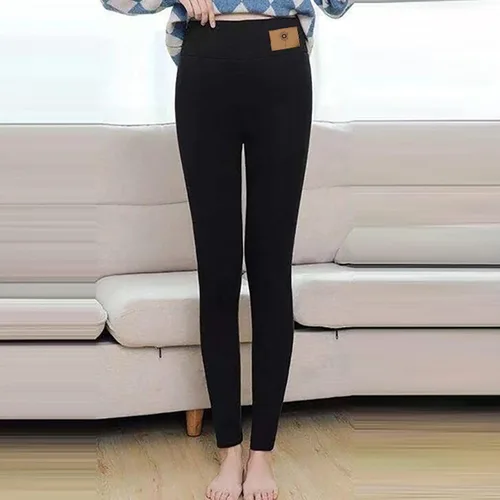 Vista 2 de INESVER Pantalones térmicos de yoga para mujer, cálidos, de cintura alta, con forro polar, mallas gruesas de cachemira para entrenamiento y correr