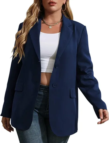 Vista 5 de Womens Plus Size Casual Blazer Jackets Long Sleeve Open Front Buttons Work Office Lapel Blazers with Pockets