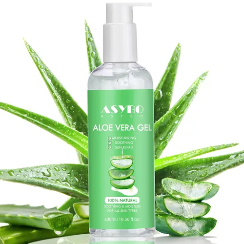 Vista 9 de Gel de aloe vera natural de 10.1 fl oz - Crema hidratante orgánica, calmante e hidratante, reparación de quemaduras solares y cicatrices, cuidado