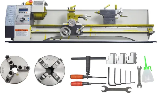Vista 11 de INTSUPERMAI Mini torno de metal de 8 x 16 pulgadas / torno de sobremesa métrico electrónico sin engranajes automático cambio de métrico/pulgadas